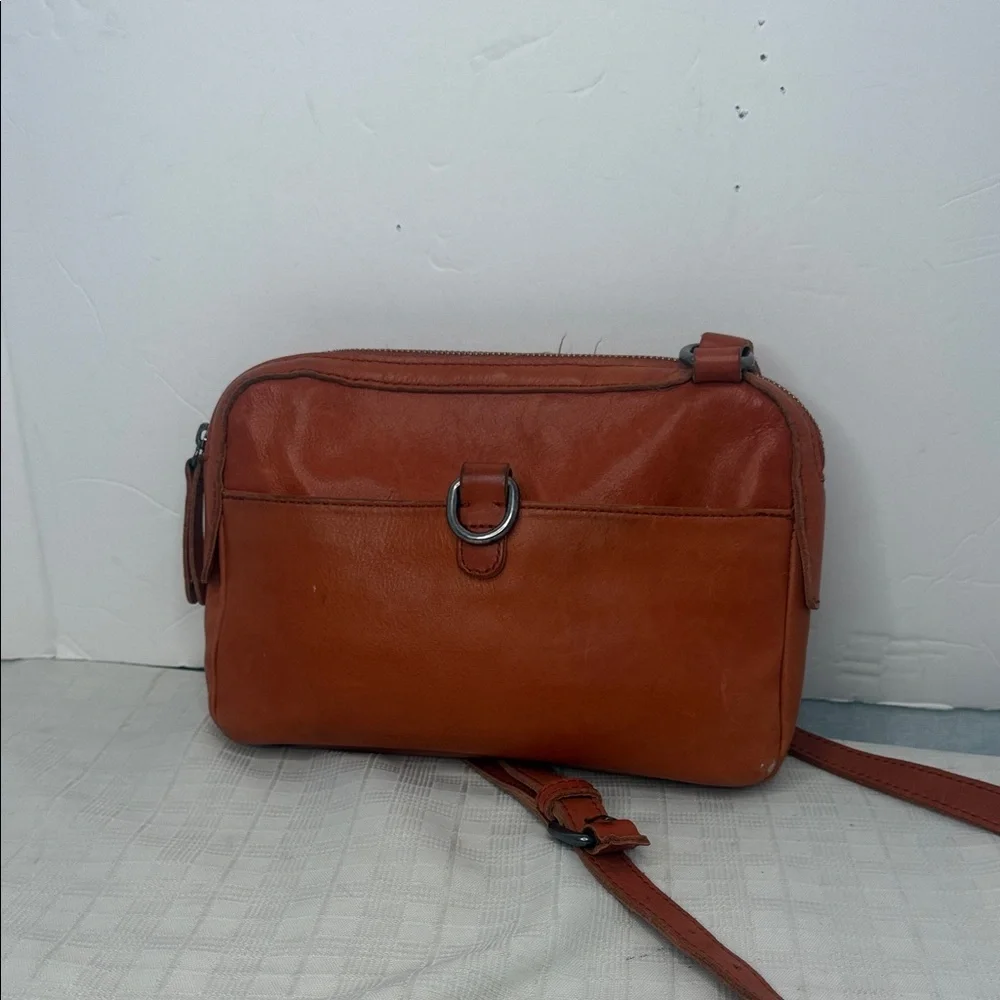 Men's Leather Crossbody Bag - Brown